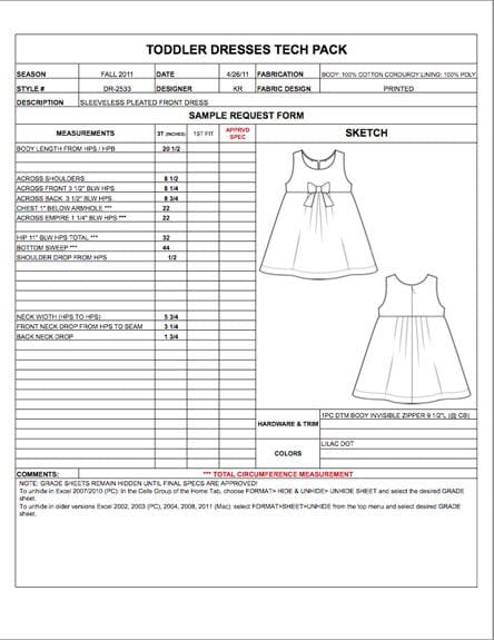 Toddler dress tech pack