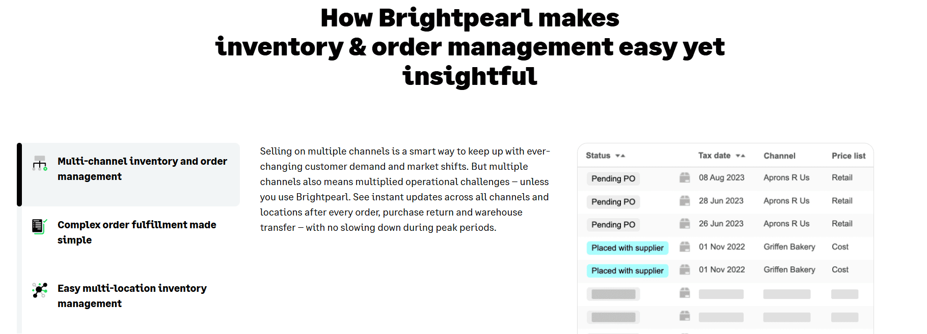 BrightPearl inventory management